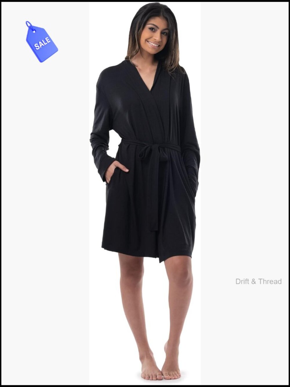 Breathable Lightweight Long Sleeve Robe with Waist Tie Shawl Collar